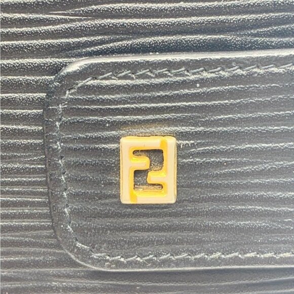Authentic FENDI Epi Leather Agenda Passport Cover Case Notebook Black - Picture 3 of 7